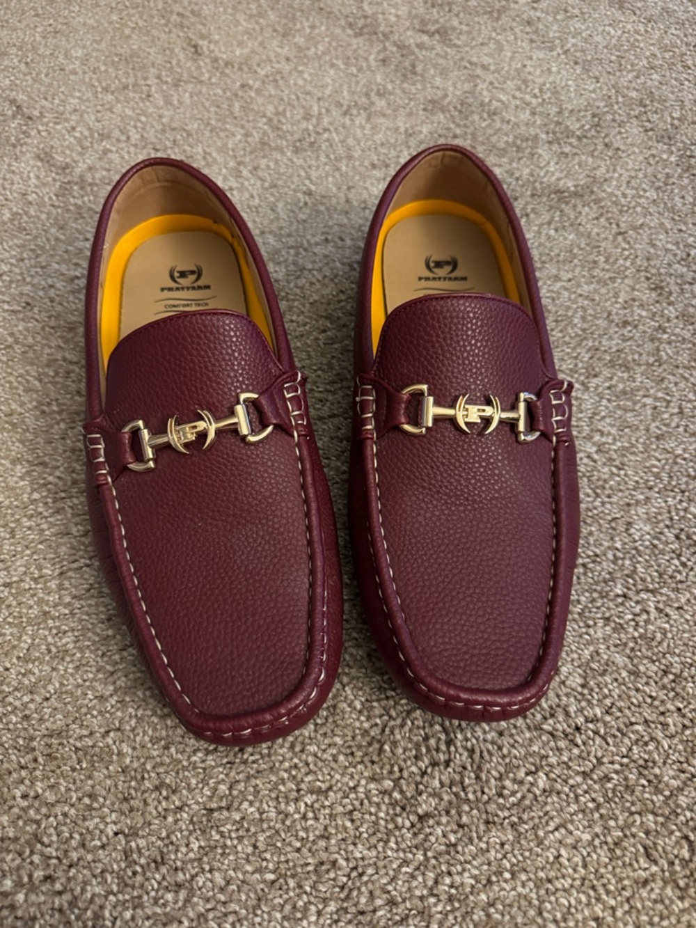 Phat Farm Burgundy Pebble Leather Bit Loafers